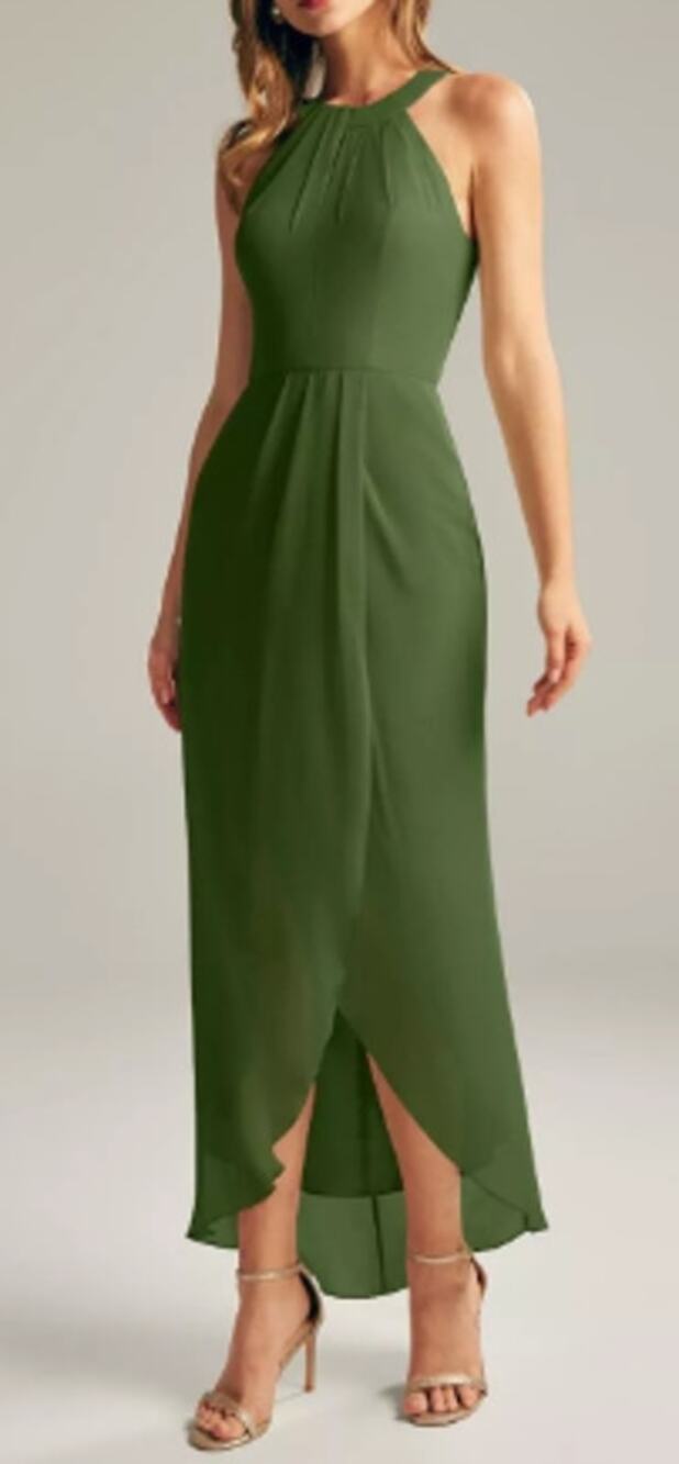 Olive Green Halter Maxi Dress